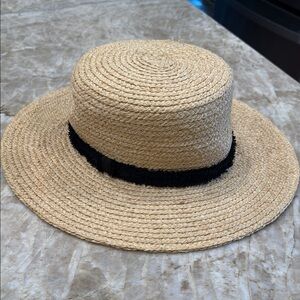 Hat Attack Tan and Black Straw Sun Hat